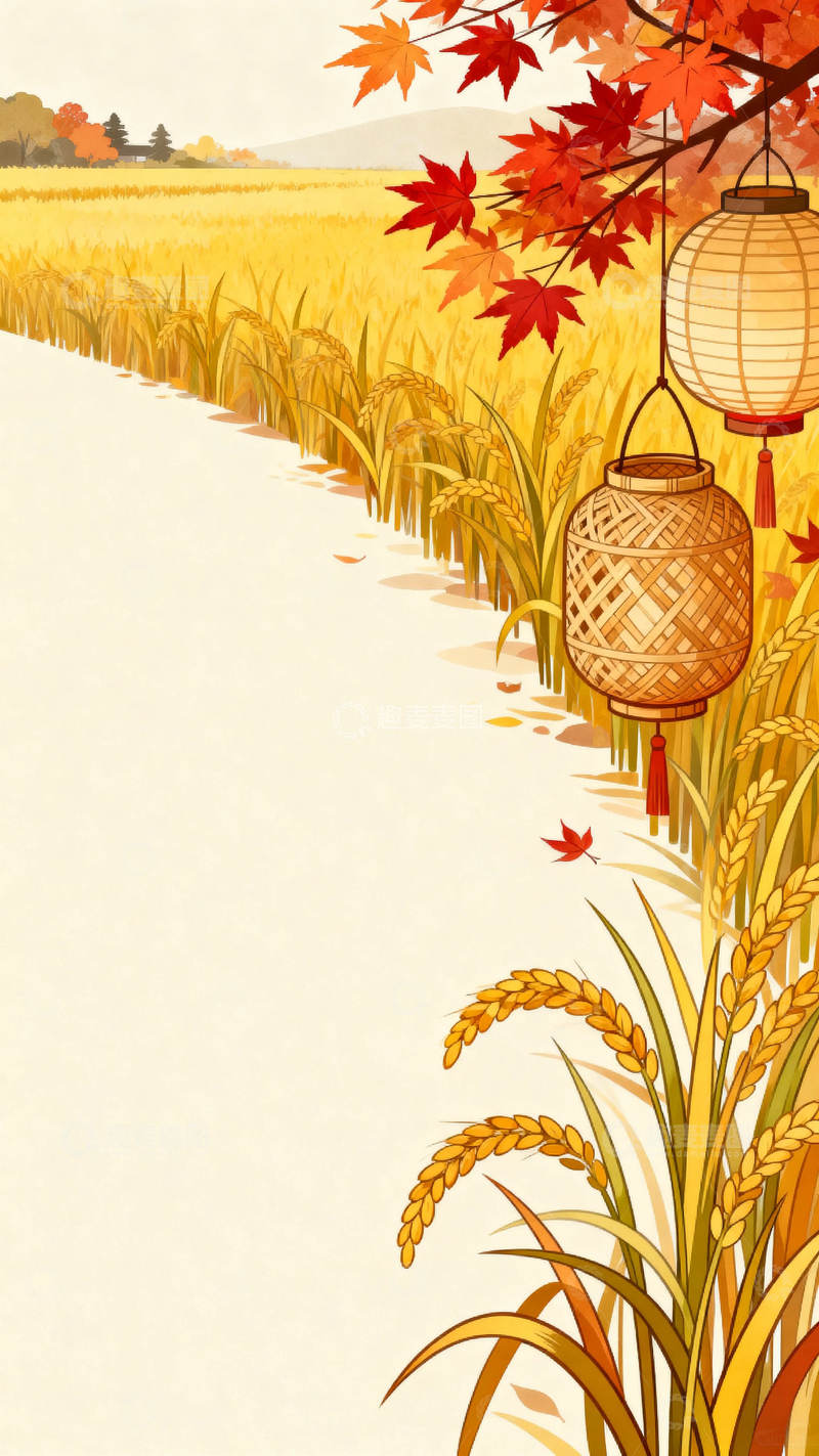 高清大图下载【趣麦麦图】国风国潮金秋景色1