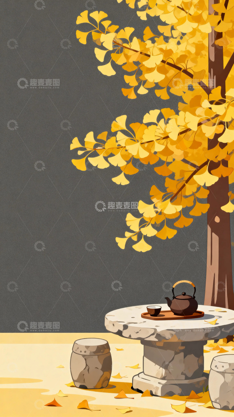 高清大图下载【趣麦麦图】国风国潮金秋景色10