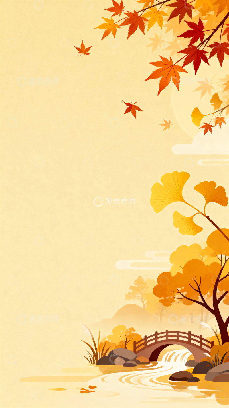 高清大图下载【趣麦麦图】国风国潮金秋景色9