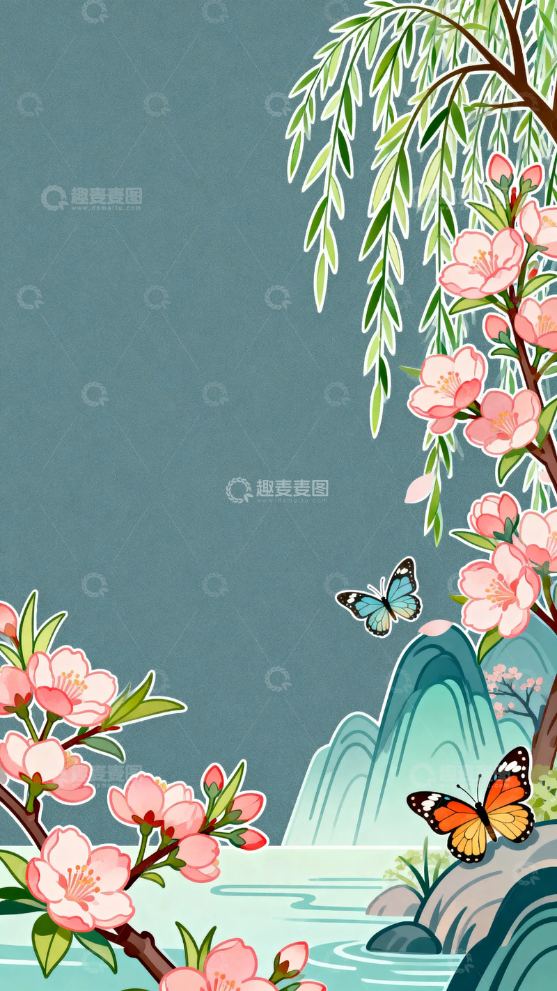 高清大图下载【趣麦麦图】国风国潮立春景色2