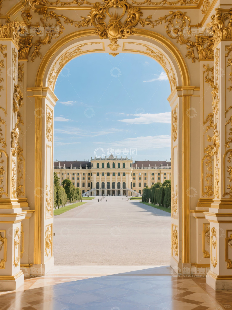 高清大图下载【趣麦麦图】华丽宫殿拱门远景
