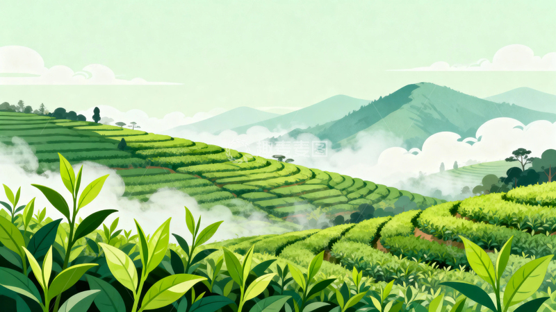 高清大图下载【趣麦麦图】茉莉花茶茶园背景7