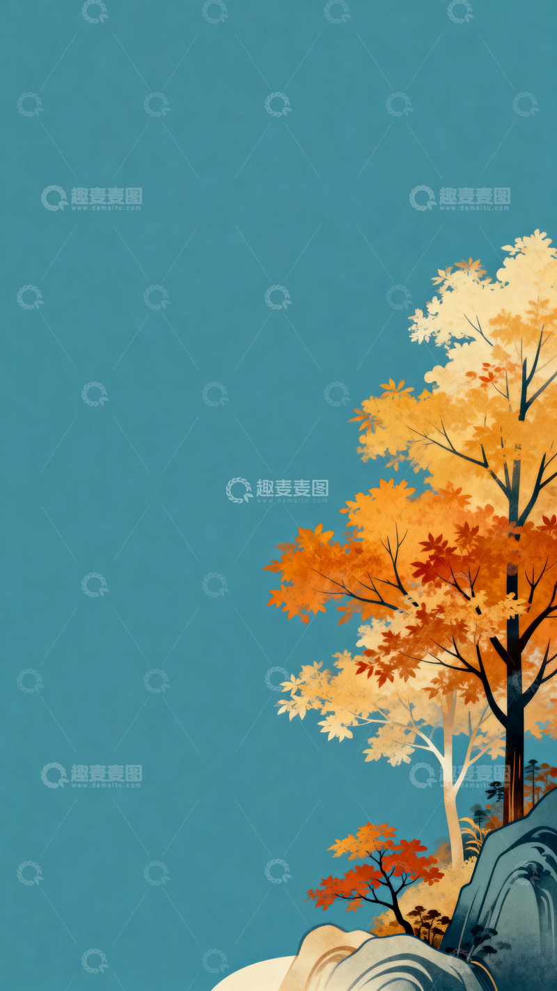高清大图下载【趣麦麦图】国风国潮立秋景色6