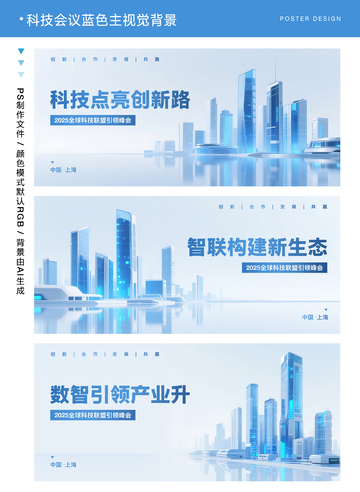 科技会议蓝色主视觉背景