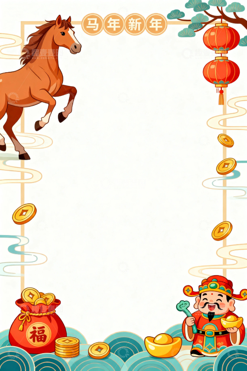 高清大图下载【趣麦麦图】春节马年节日背景19