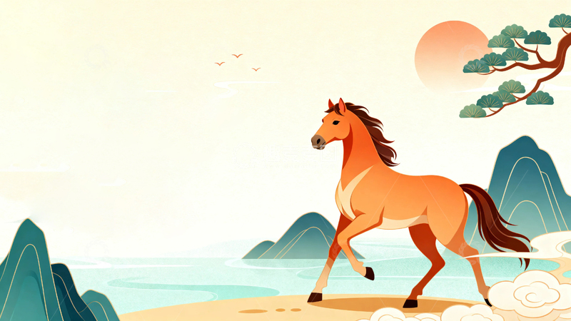 高清大图下载【趣麦麦图】春节马年节日背景20