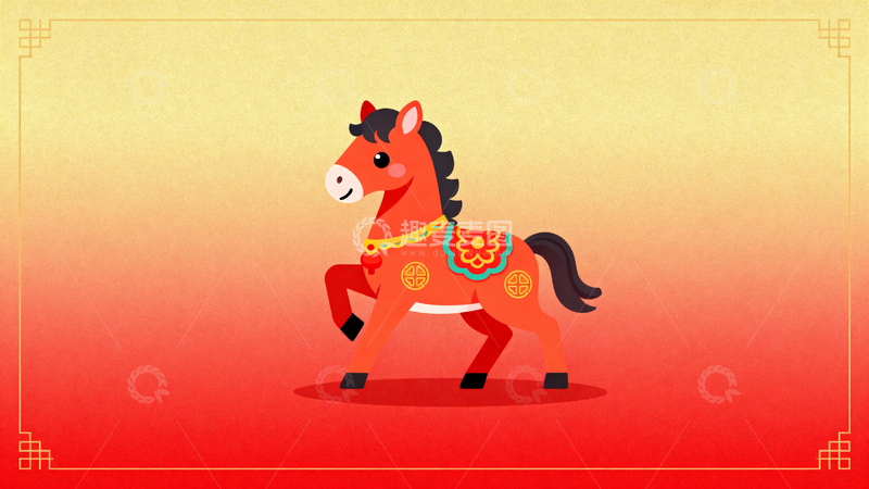 高清大图下载【趣麦麦图】春节马年节日背景18