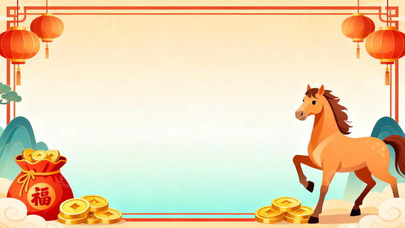 高清大图下载【趣麦麦图】春节马年节日背景10