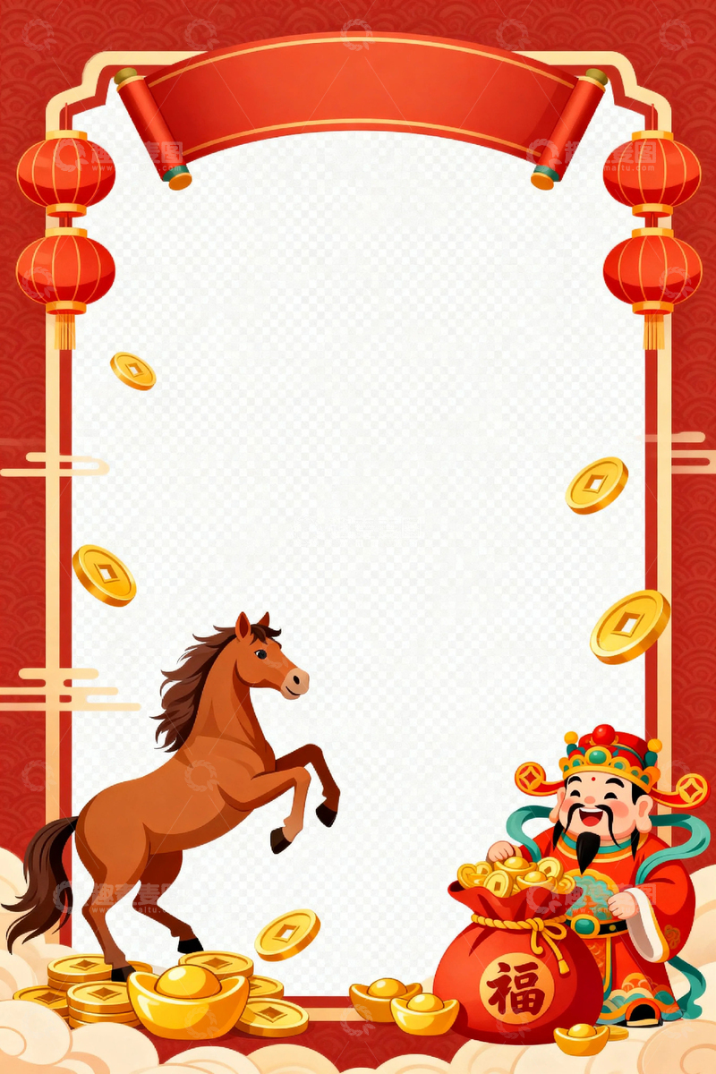 高清大图下载【趣麦麦图】春节马年节日背景7