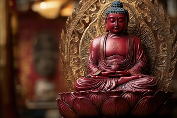 一尊雕刻的红木佛像