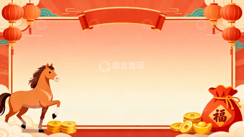 高清大图下载【趣麦麦图】春节马年节日背景14