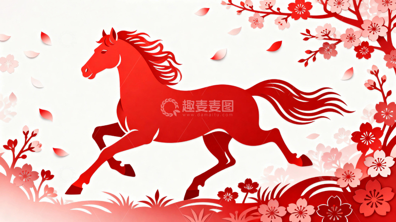 高清大图下载【趣麦麦图】春节马年节日背景1