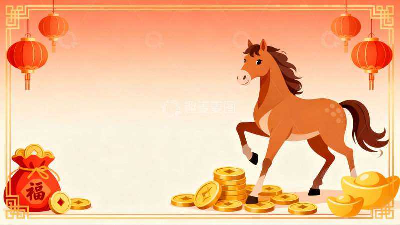 高清大图下载【趣麦麦图】春节马年节日背景12