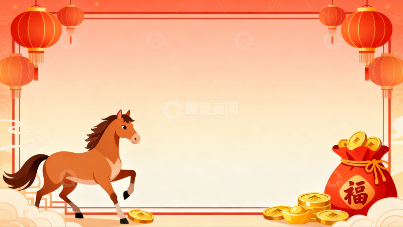 高清大图下载【趣麦麦图】春节马年节日背景11