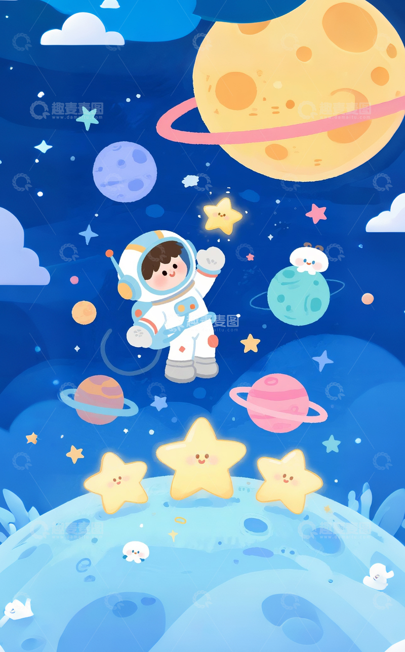 高清大图下载【趣麦麦图】男孩宇航员宇宙3