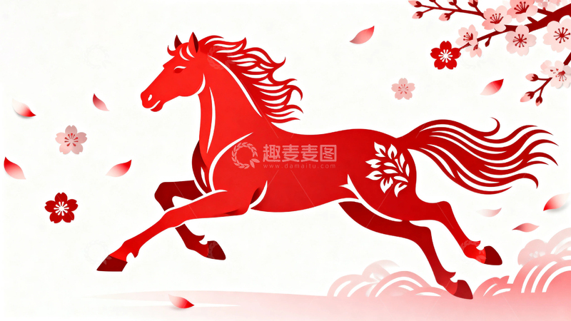 高清大图下载【趣麦麦图】春节马年节日背景4