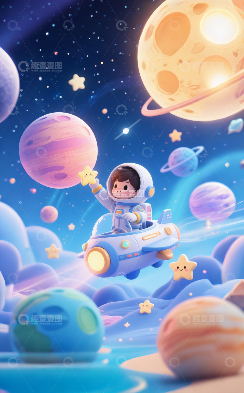 高清大图下载【趣麦麦图】男孩宇航员宇宙6