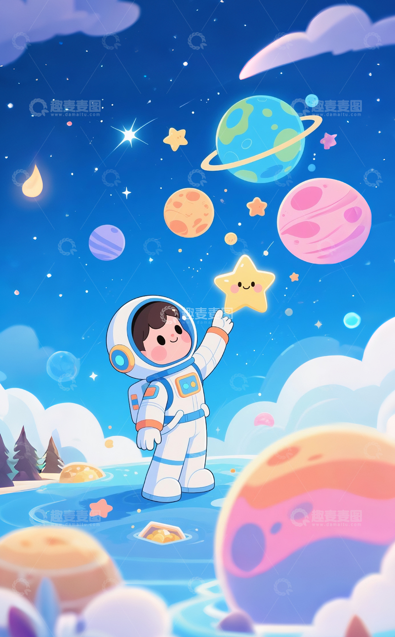 高清大图下载【趣麦麦图】男孩宇航员宇宙2
