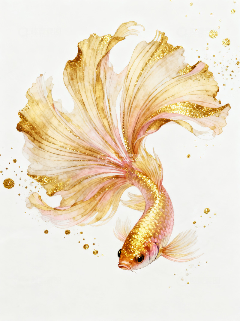 高清大图下载【趣麦麦图】金色粒子金粉色调斗鱼4