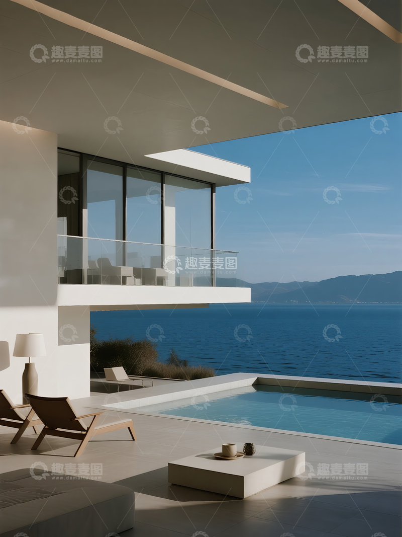 高清大图下载【趣麦麦图】现代建筑海景露台