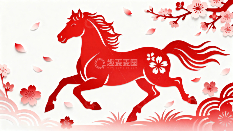 高清大图下载【趣麦麦图】春节马年节日背景2