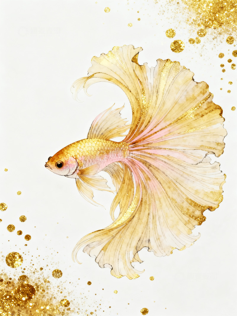 高清大图下载【趣麦麦图】金色粒子金粉色调斗鱼3