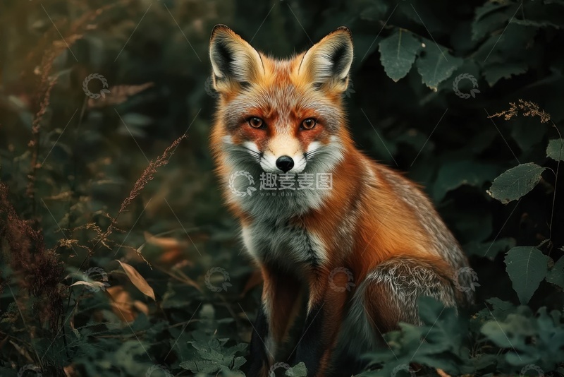 高清大图下载【趣麦麦图】森林里的红色狐狸