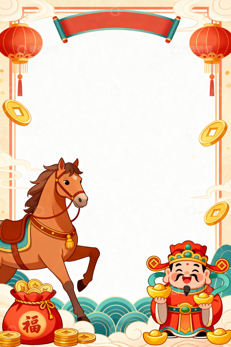 高清大图下载【趣麦麦图】春节马年节日背景15