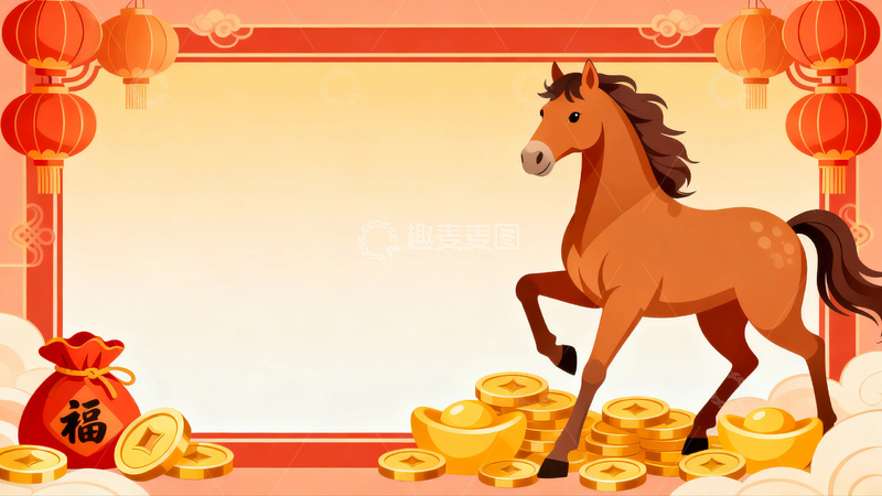 高清大图下载【趣麦麦图】春节马年节日背景16