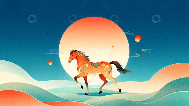 高清大图下载【趣麦麦图】-春节马年节日背景001