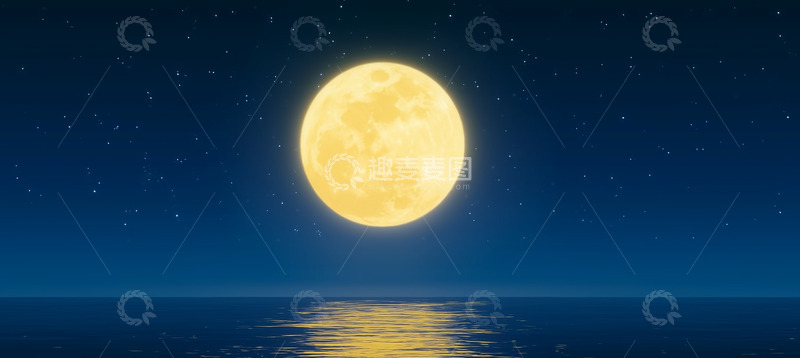 高清大图下载【趣麦麦图】-海上生明月中秋夜空背景