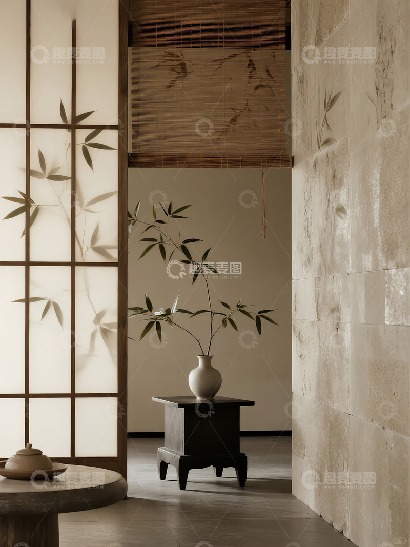 高清大图下载【趣麦麦图】庭院中的竹枝静物摄影