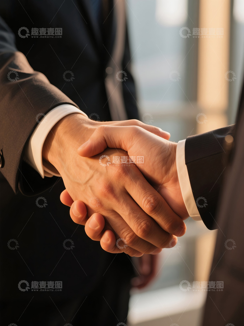 高清大图下载【趣麦麦图】商务人士握手合作瞬间