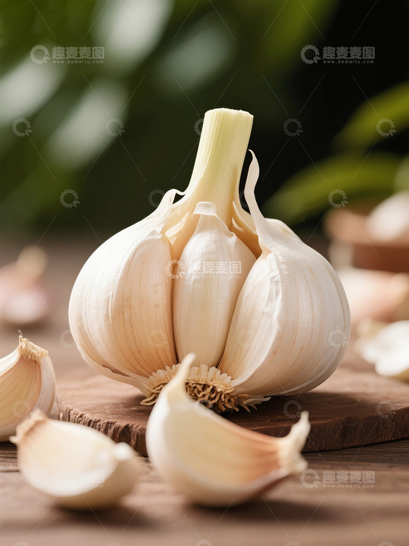 高清大图下载【趣麦麦图】一颗新鲜的大蒜特写