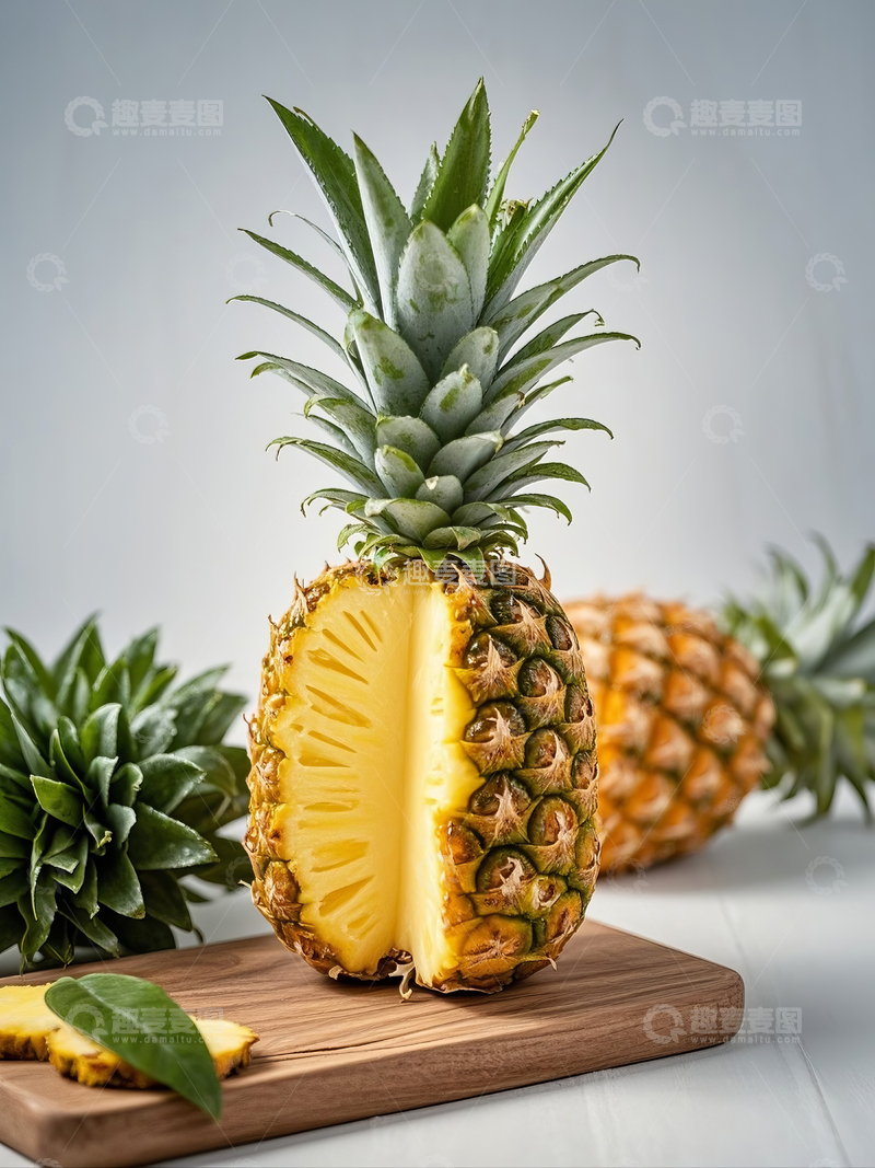 高清大图下载【趣麦麦图】新鲜菠萝切开展示