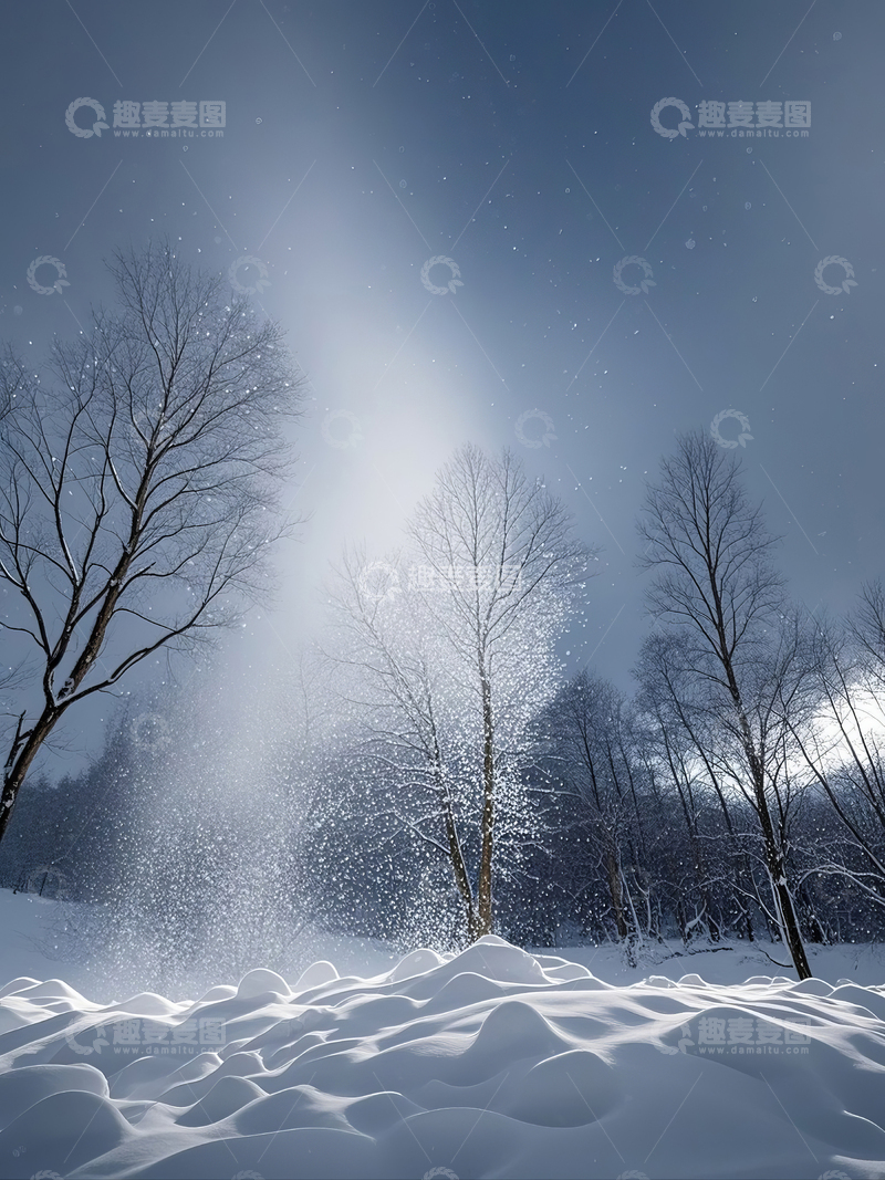 高清大图下载【趣麦麦图】雪花飘落的雪地景象