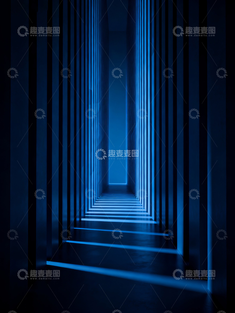 高清大图下载【趣麦麦图】蓝色的未来通道光影科技背景