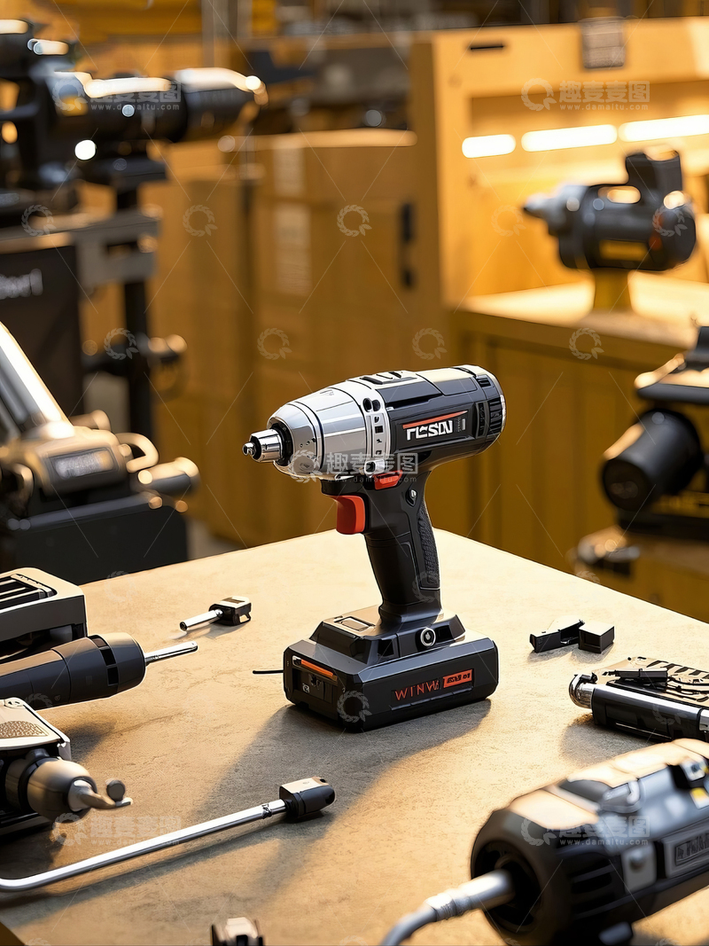 高清大图下载【趣麦麦图】-工业环境中电动钻具作业