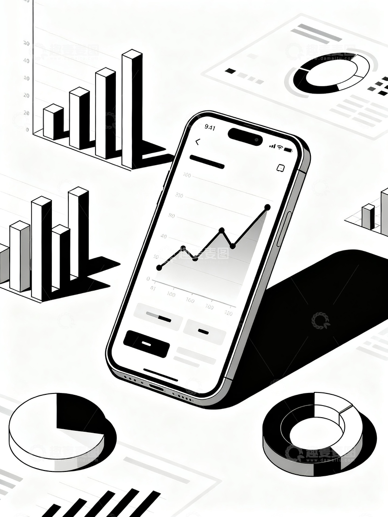 高清大图下载【趣麦麦图】-手机屏幕中数据图表分析