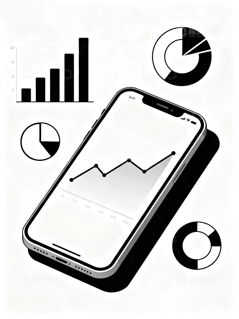 高清大图下载【趣麦麦图】-手机显示数据分析图表
