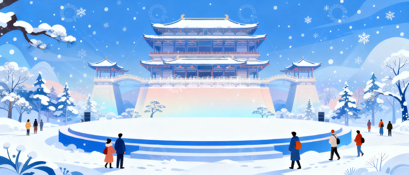 高清大图下载【趣麦麦图】冬季大雪舞台背景2