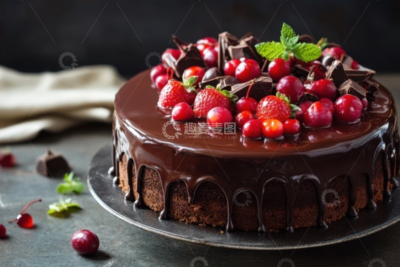 高清大图下载【趣麦麦图】巧克力水果奶油蛋糕
