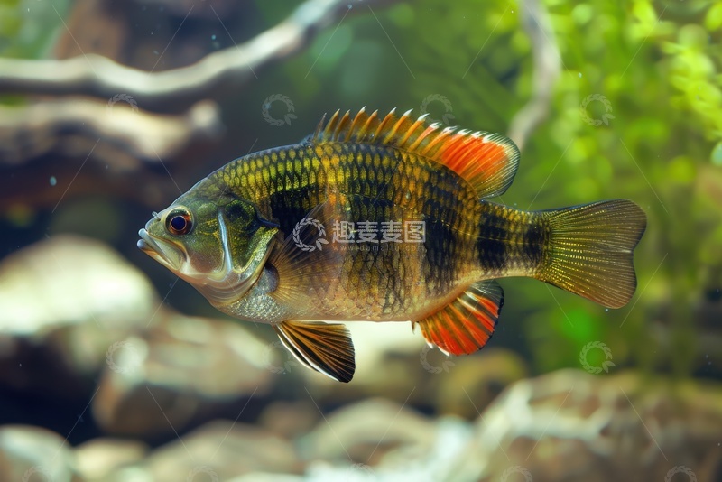 高清大图下载【趣麦麦图】鱼缸里的一条热带鱼