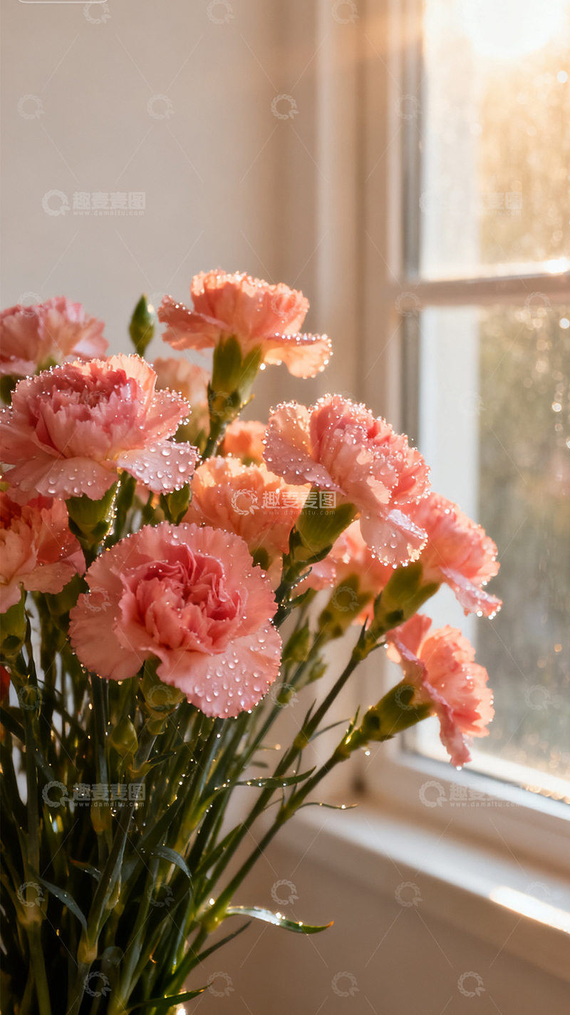 高清大图下载【趣麦麦图】粉红色的康乃馨