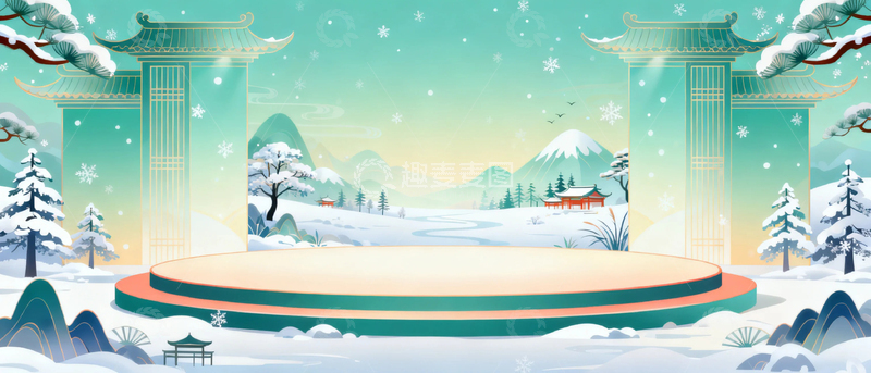 高清大图下载【趣麦麦图】-冬季大雪舞台背景12