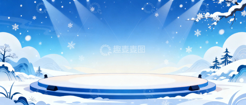 高清大图下载【趣麦麦图】冬季大雪舞台背景6