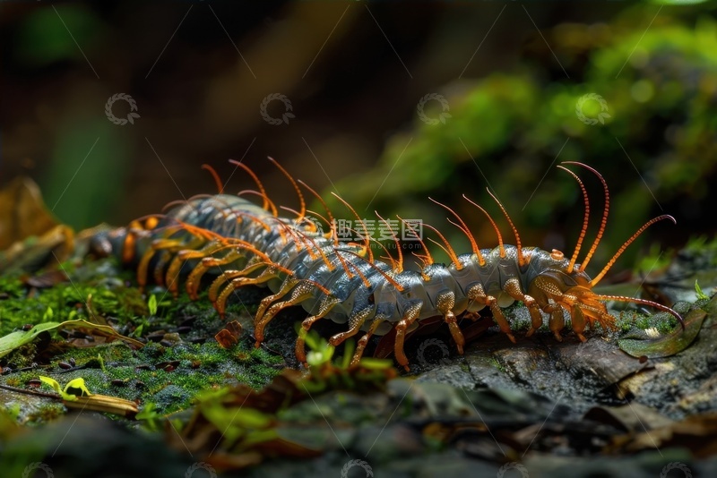 高清大图下载【趣麦麦图】湿地上爬行的一只蜈蚣