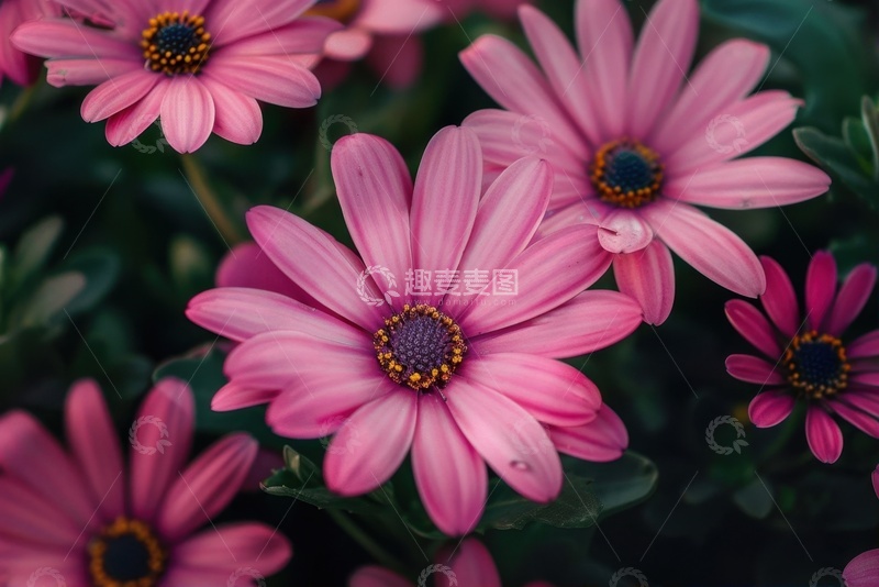 高清大图下载【趣麦麦图】盛开的粉色多瓣菊花