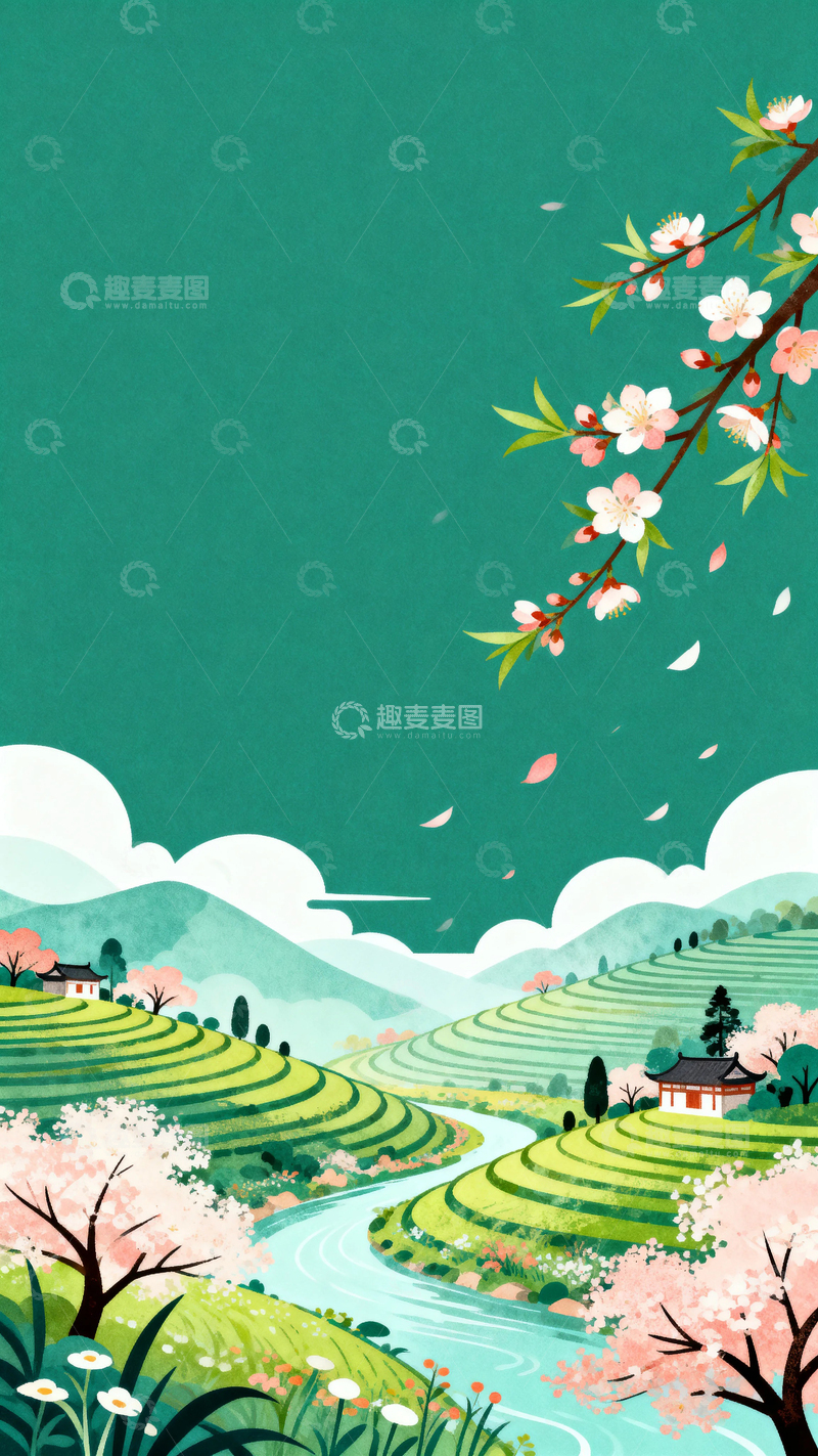 高清大图下载【趣麦麦图】国风立春节气背景16