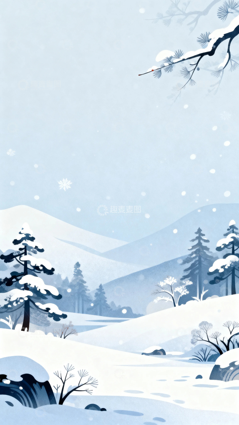 高清大图下载【趣麦麦图】国风冬天大雪天气13